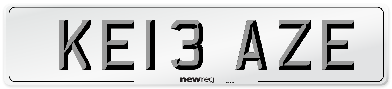 KE13 AZE Number Plate from New Reg